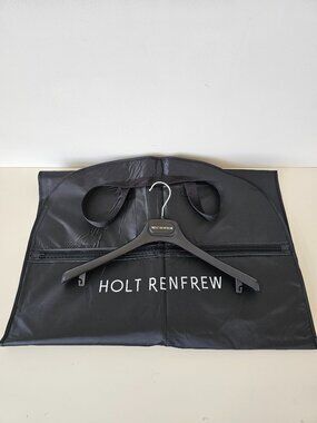 New HOLT RENFREW Black Long Garment Bag w/ Straps, Side Pockets, Branded Hanger